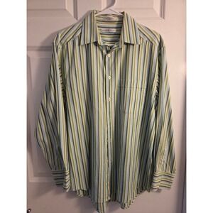 Geoffrey Beene Mens Striped Long Sleeve Button Down Shirt Size M Cotton